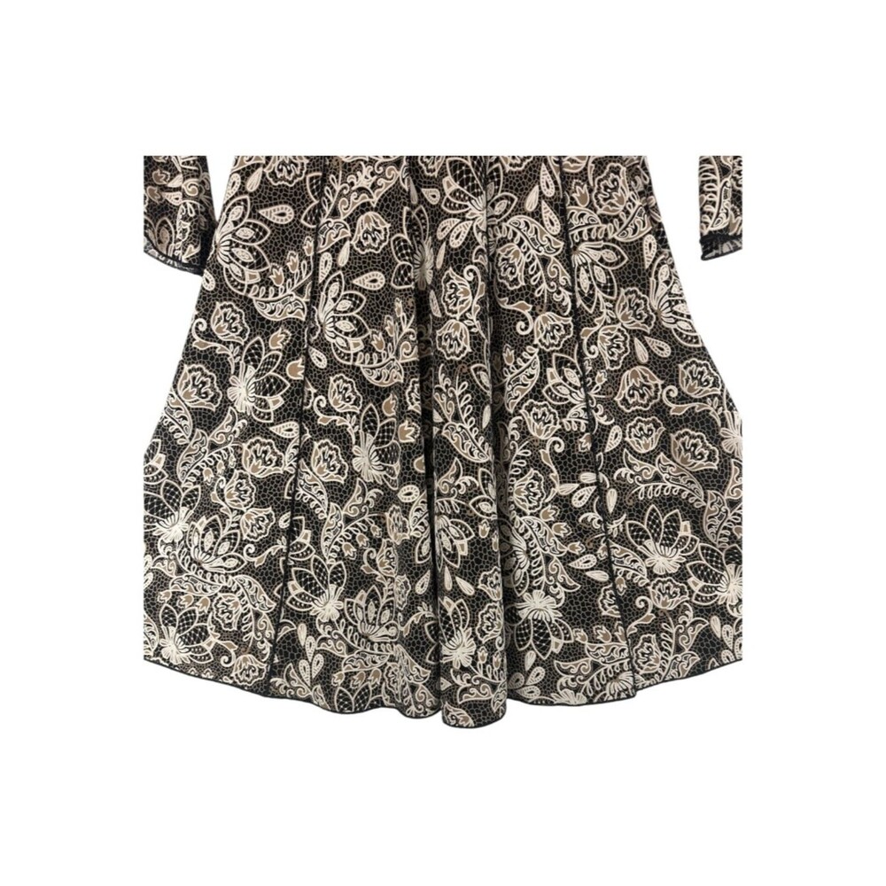 Sami & Jo Boho Paisley Fit & Flare Dress M Bell Sleeve Keyhole Stretch Black Tan - Picture 4 of 7